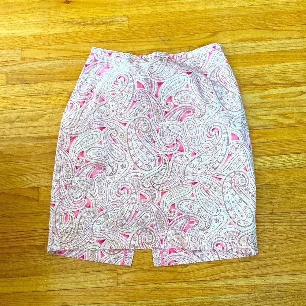 Studio 23 skirt pink paisley mini slit floral zipper cotton